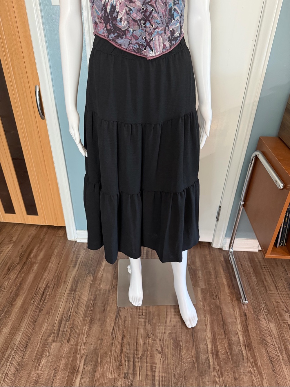 Black Tiered Midi Skirt - Classic Women's Skirt